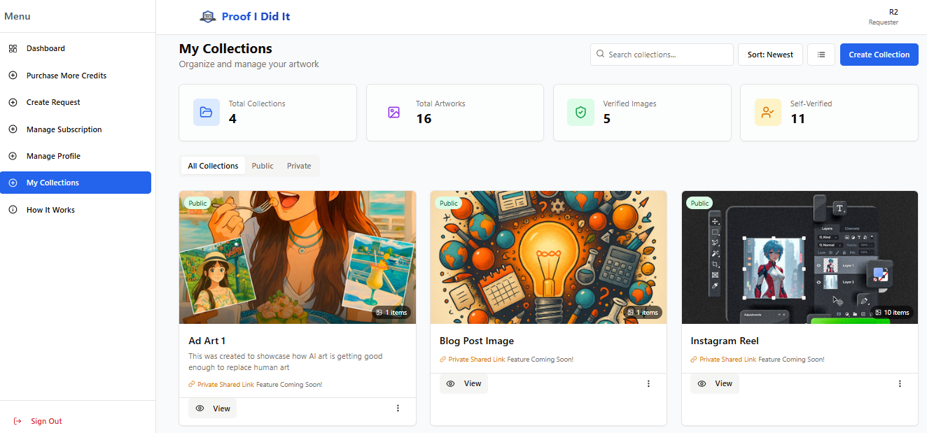 My Collections Dashboard